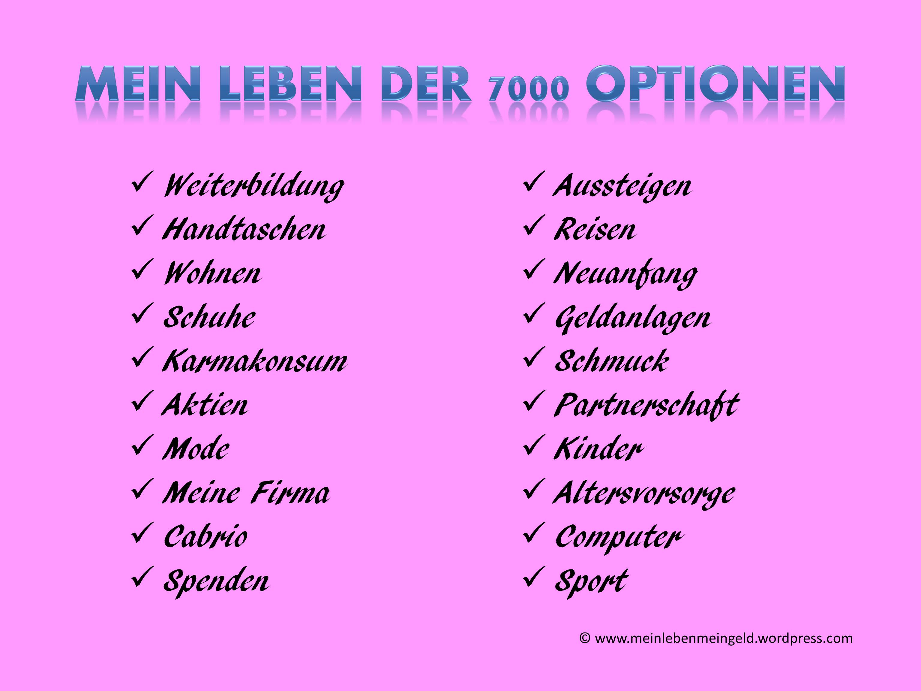 Mein Leben der 7000 Optionen